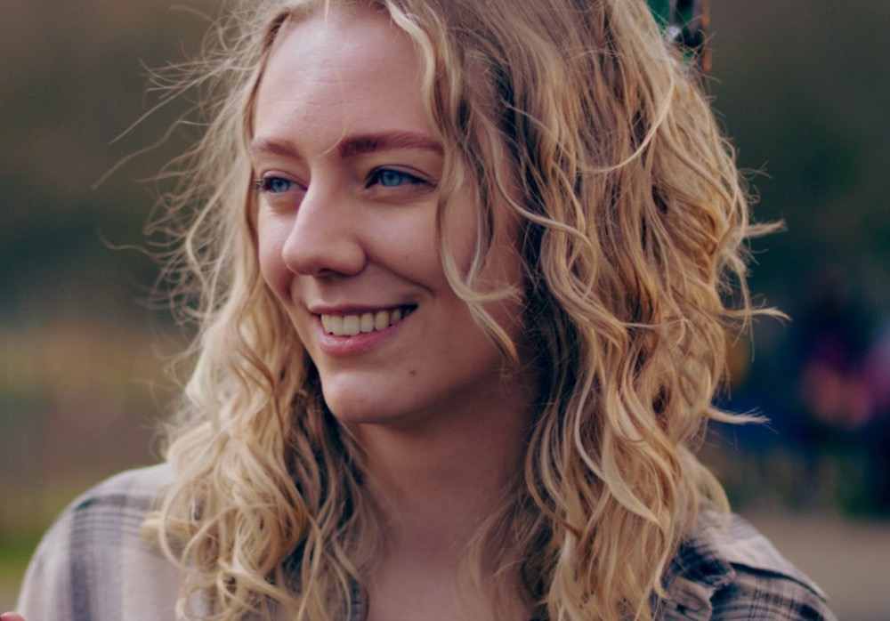Actress with blonde wavy hair