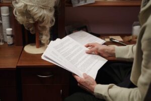 Reading a script in a dressing room